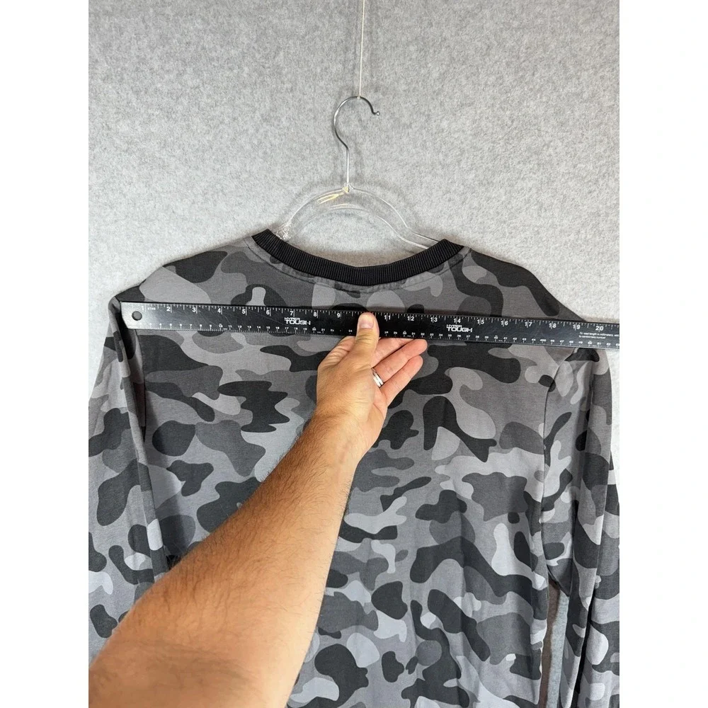 Reebok Sweatshirt Mens Large Gray Black Camo Crewneck Pullover Logo Athletic